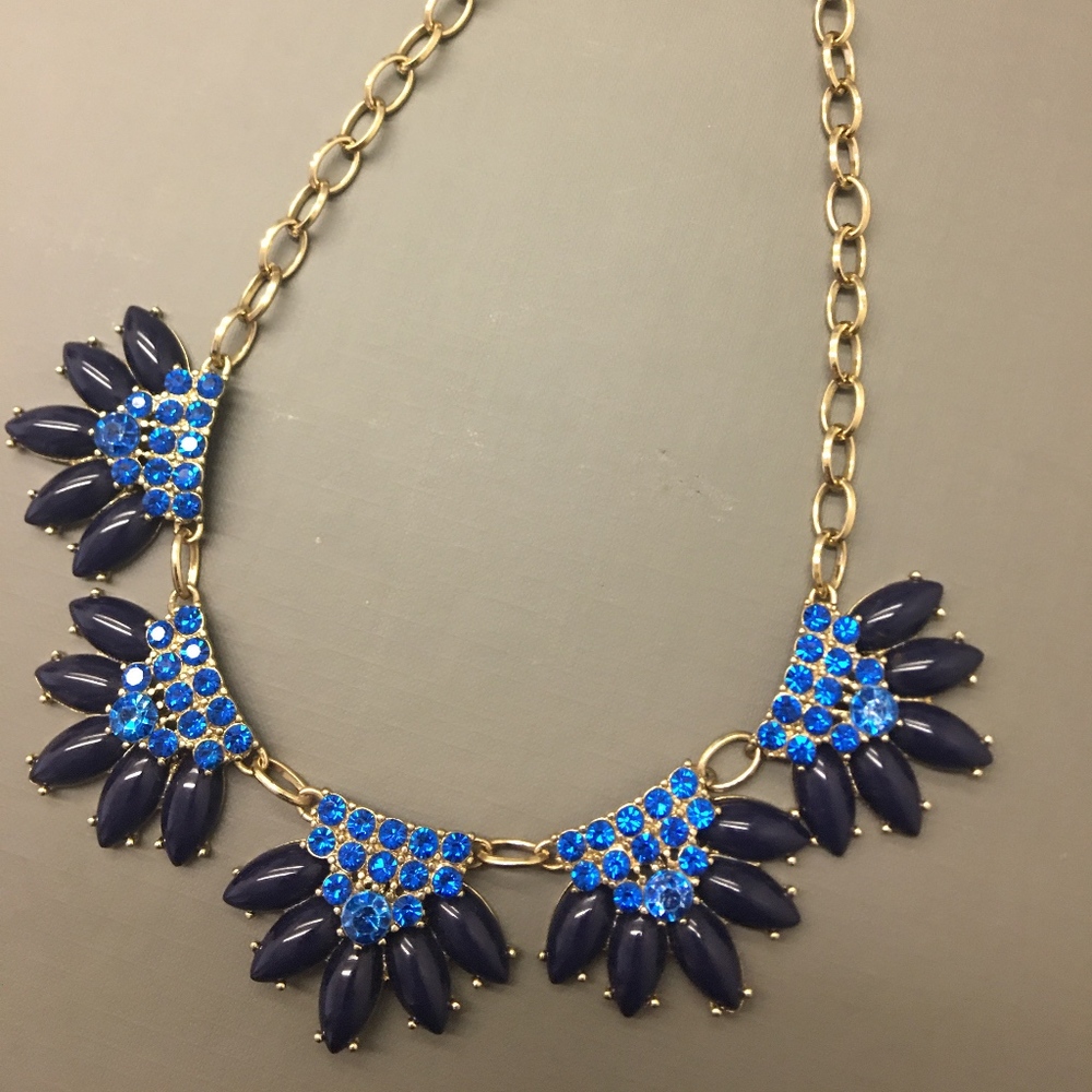 J Crew Navy Rinestone Statement necklace